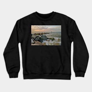 High water at Cart Gap beach on the Norfolk coast Crewneck Sweatshirt